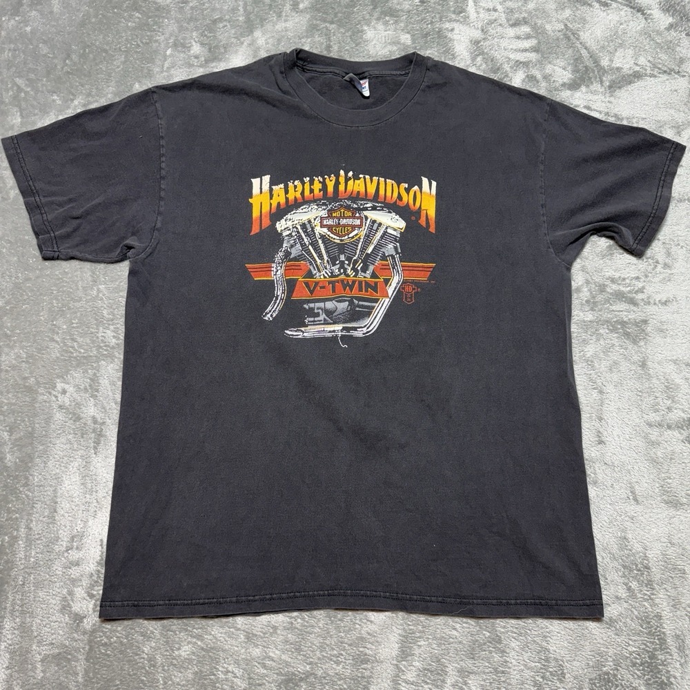 Vintage 80s 1987 Harley Davidson V-Twin Shirt Holoubek Hanes XL Fade